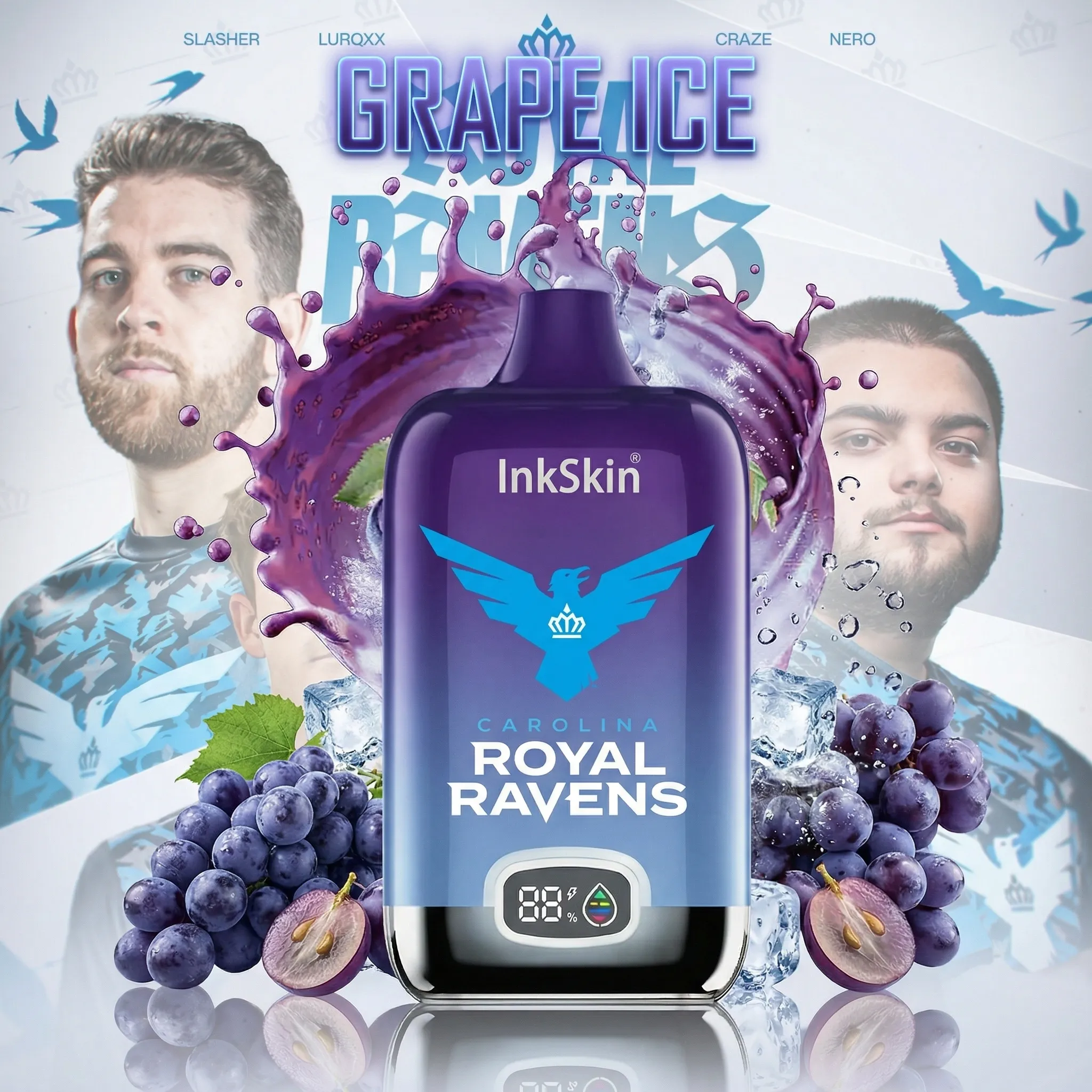 Carolina Royal Ravens team - ⭐InkSkin Digital Box 12000 Puffs - 10+ Flavour Choices ???