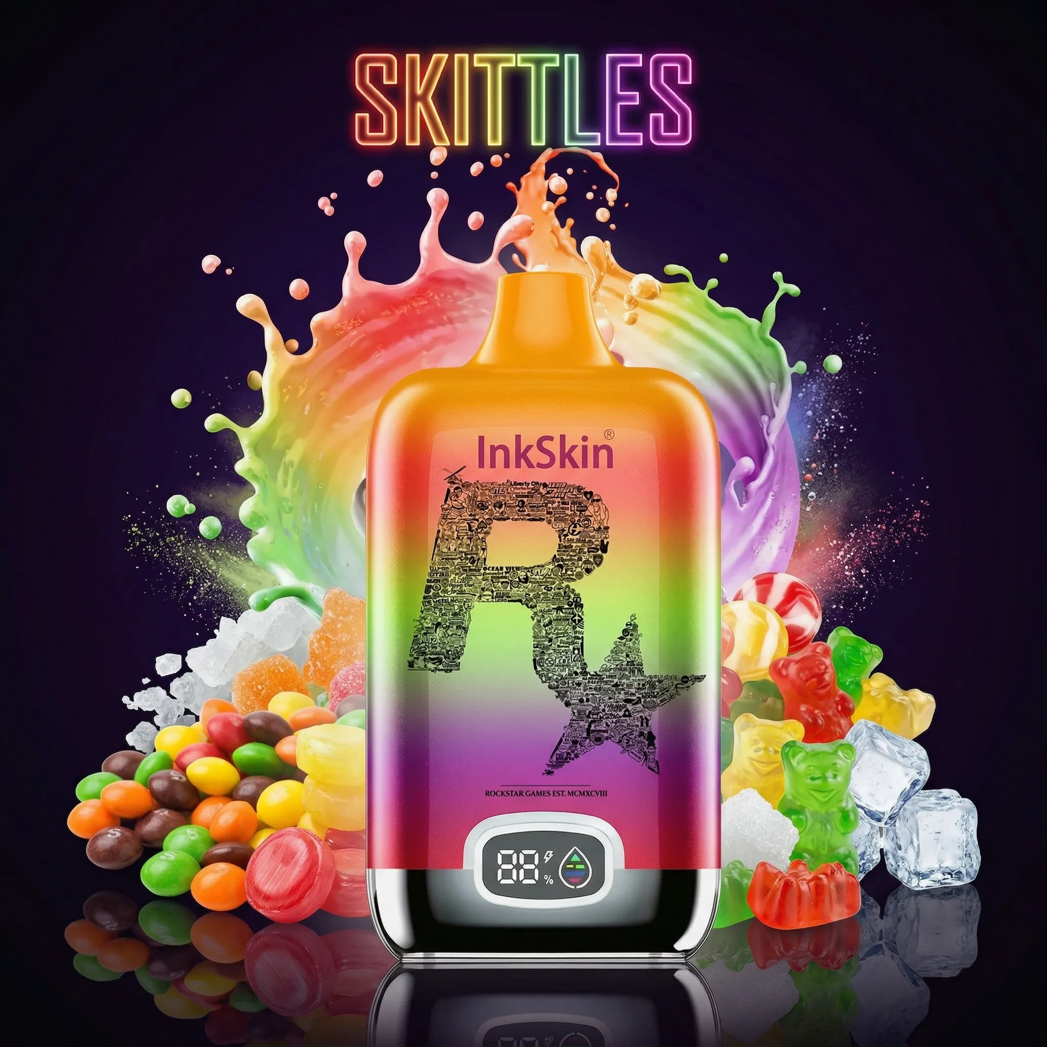 Rockstar Heritage Collage - ⭐InkSkin Digital Box 12000 Puffs - 10+ Flavour Choices ???