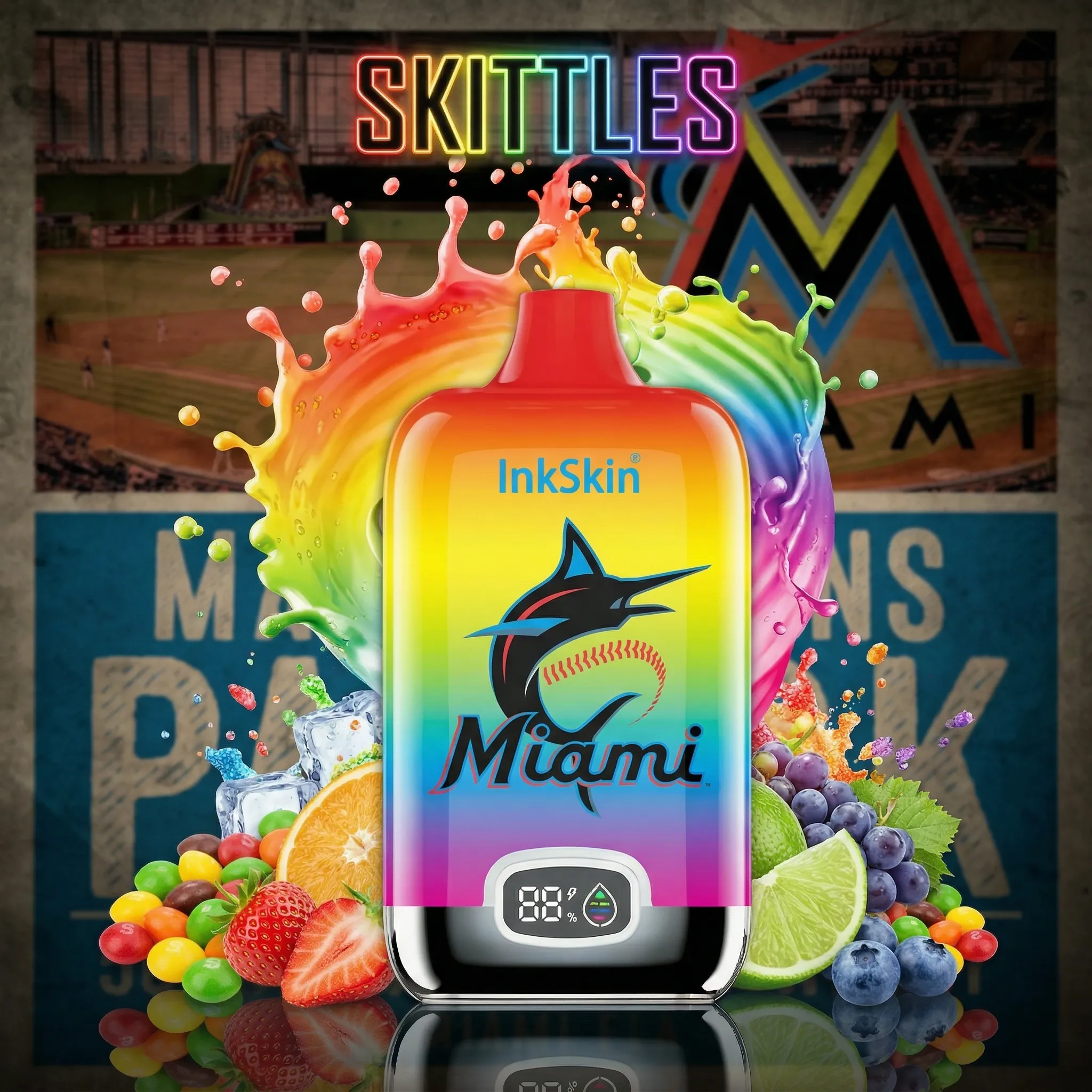 Miami Marlins - ⭐InkSkin Digital Box 12000 Puffs - 10+ Flavour Choices ???