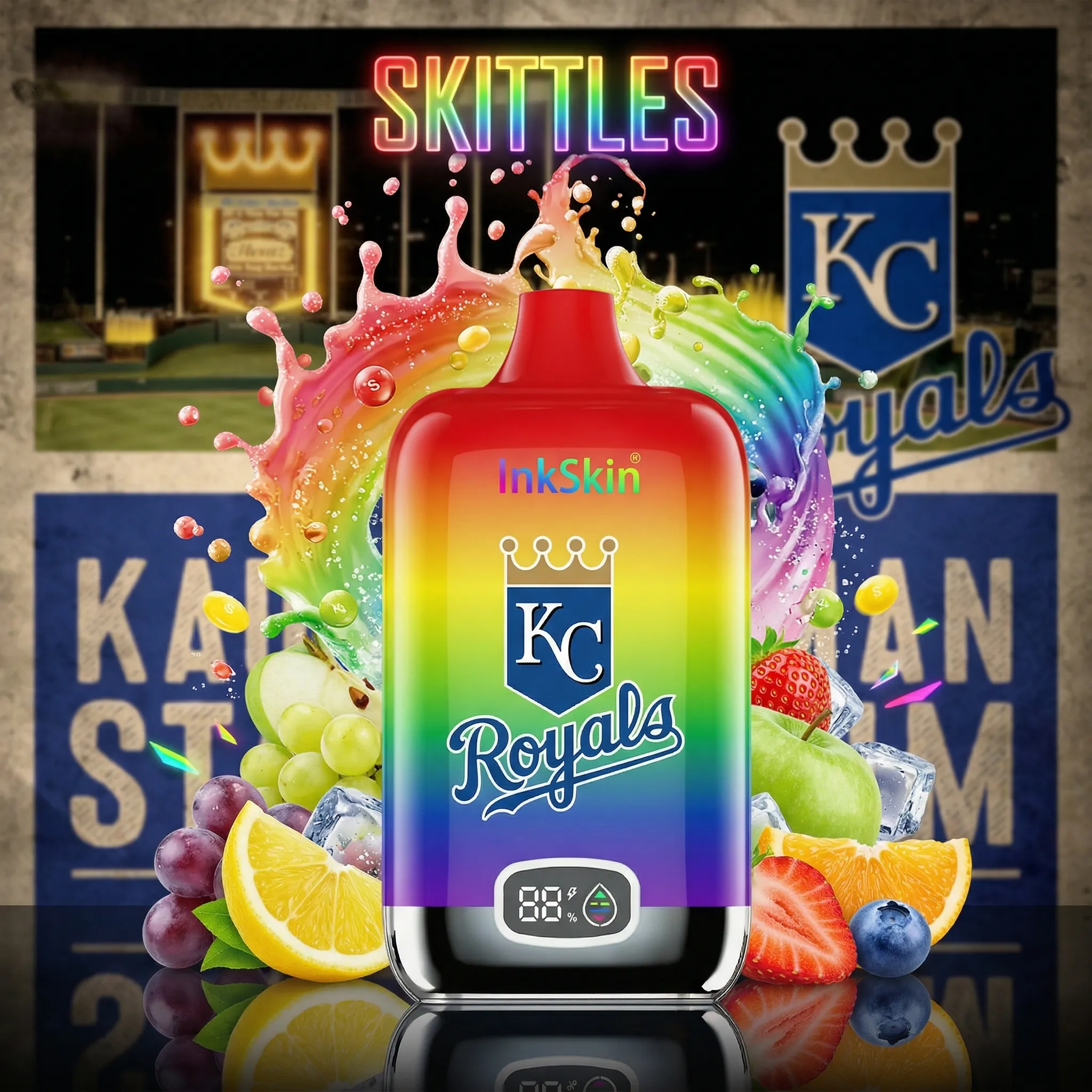 Kansas City Royals - ⭐InkSkin Digital Box 12000 Puffs - 10+ Flavour Choices ???