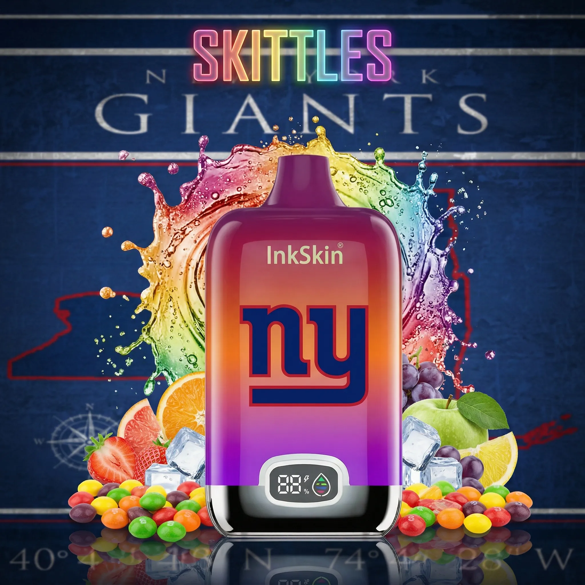 New York Giants - ⭐InkSkin Digital Box 12000 Puffs - 10+ Flavour Choices ???