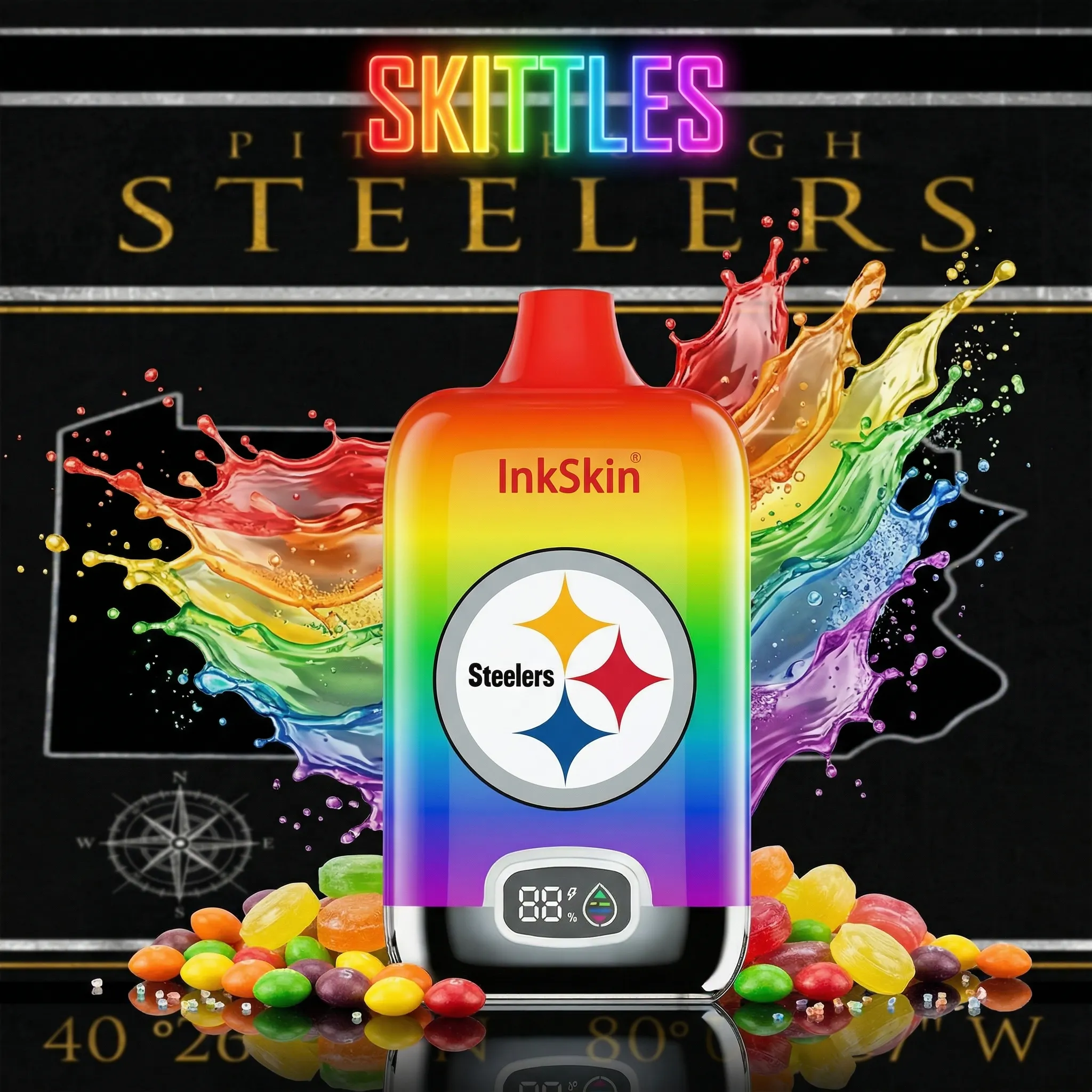 Pittsburgh Steelers - ⭐InkSkin Digital Box 12000 Puffs - 10+ Flavour Choices ???