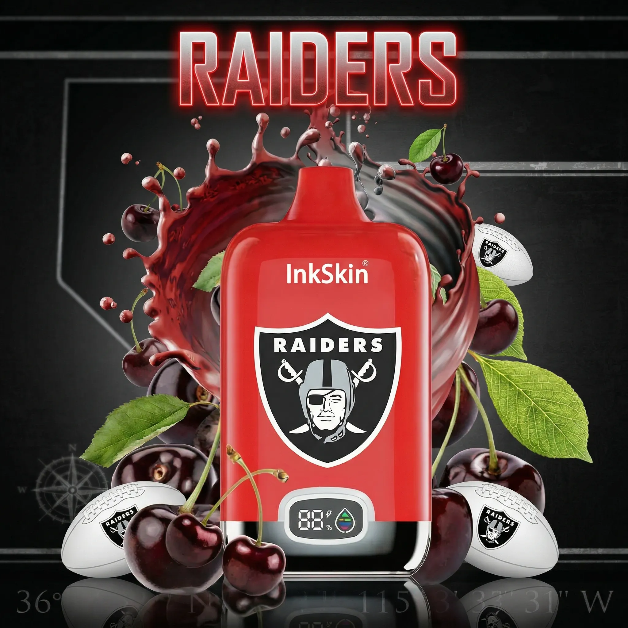 Las Vegas Raiders - ⭐InkSkin Digital Box 12000 Puffs - 10+ Flavour Choices ???