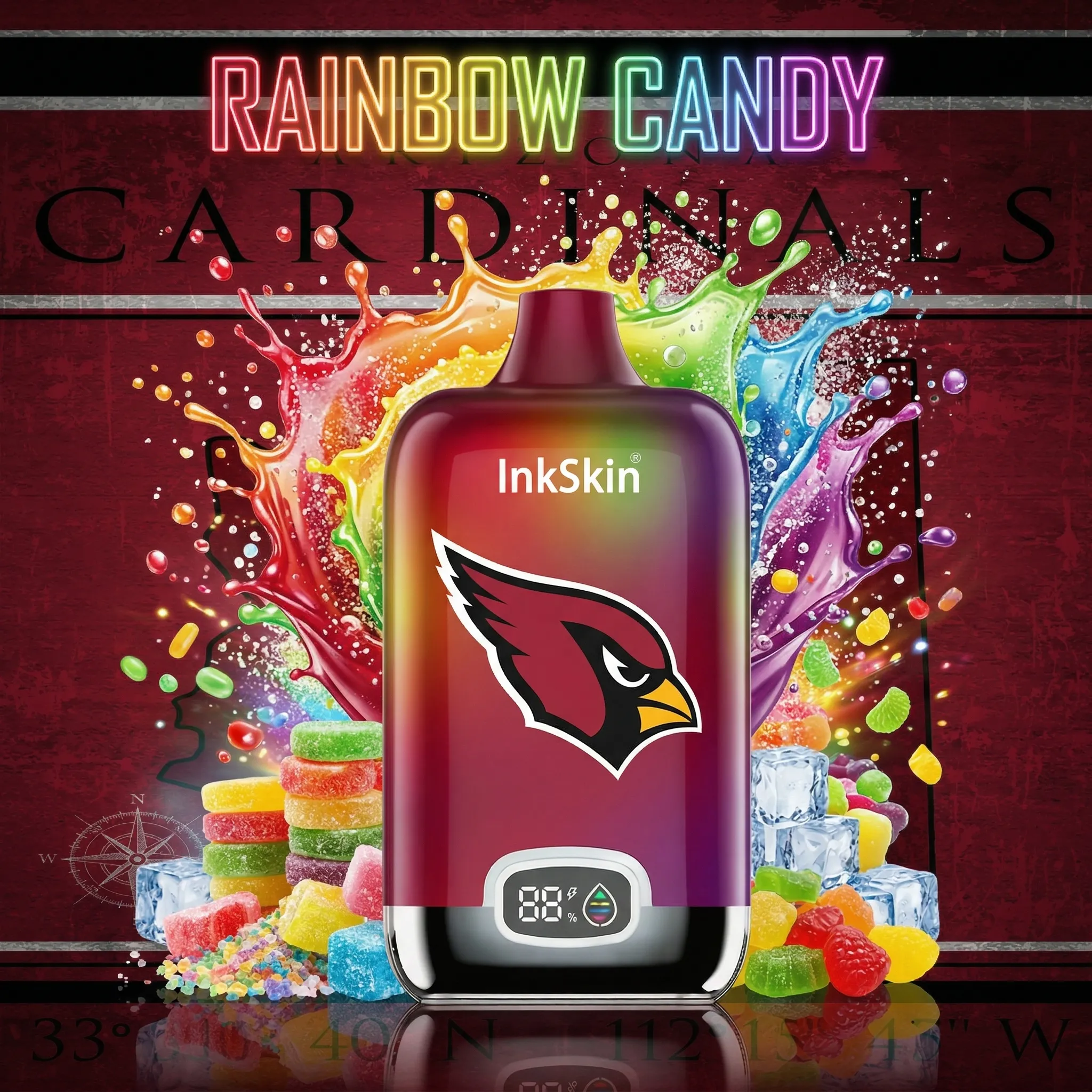 Arizona Cardinals - ⭐InkSkin Digital Box 12000 Puffs - 10+ Flavour Choices ???