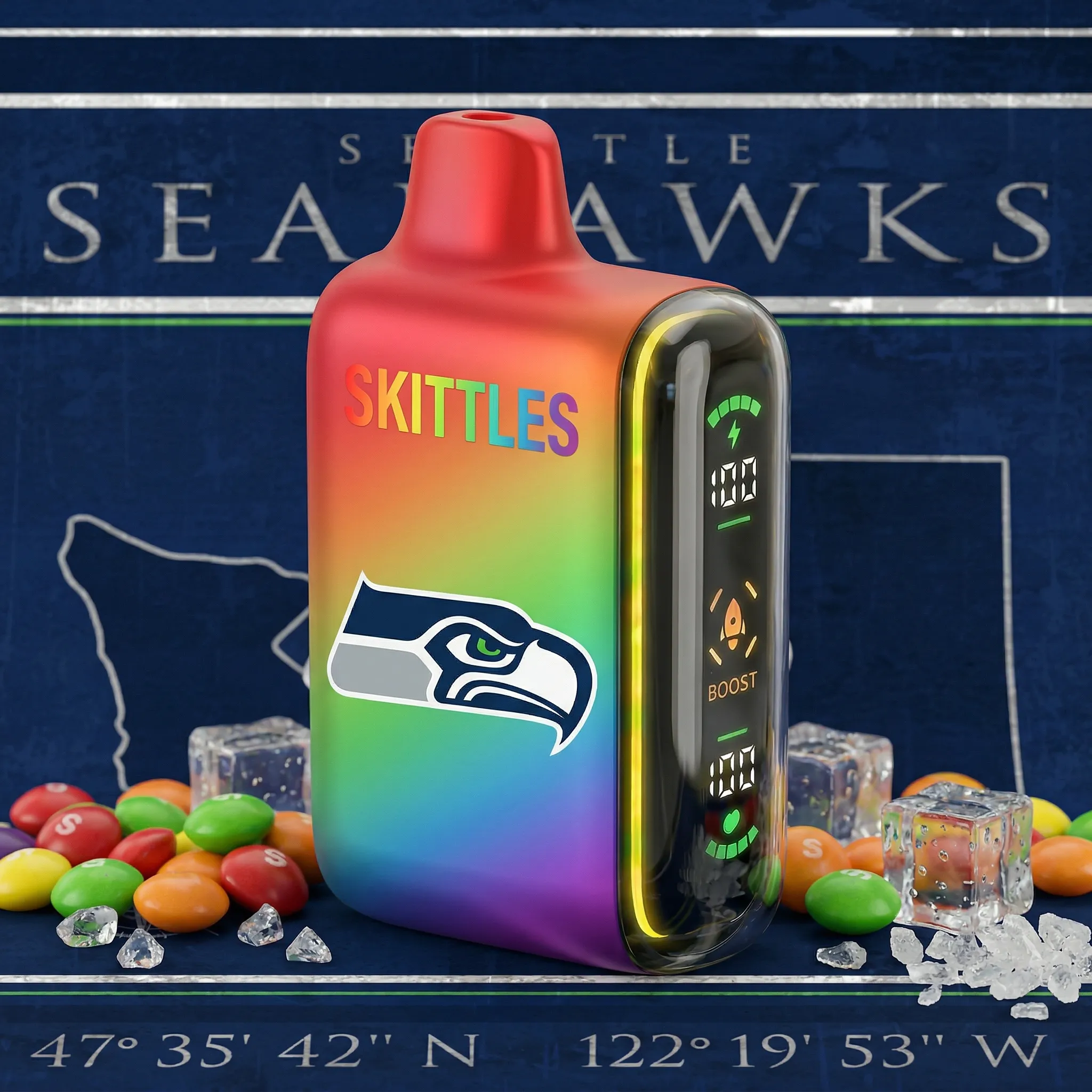 Seattle Seahawks - ?InkSkin Pulse 15000 Puffs new - 10+ Flavour Choices ???
