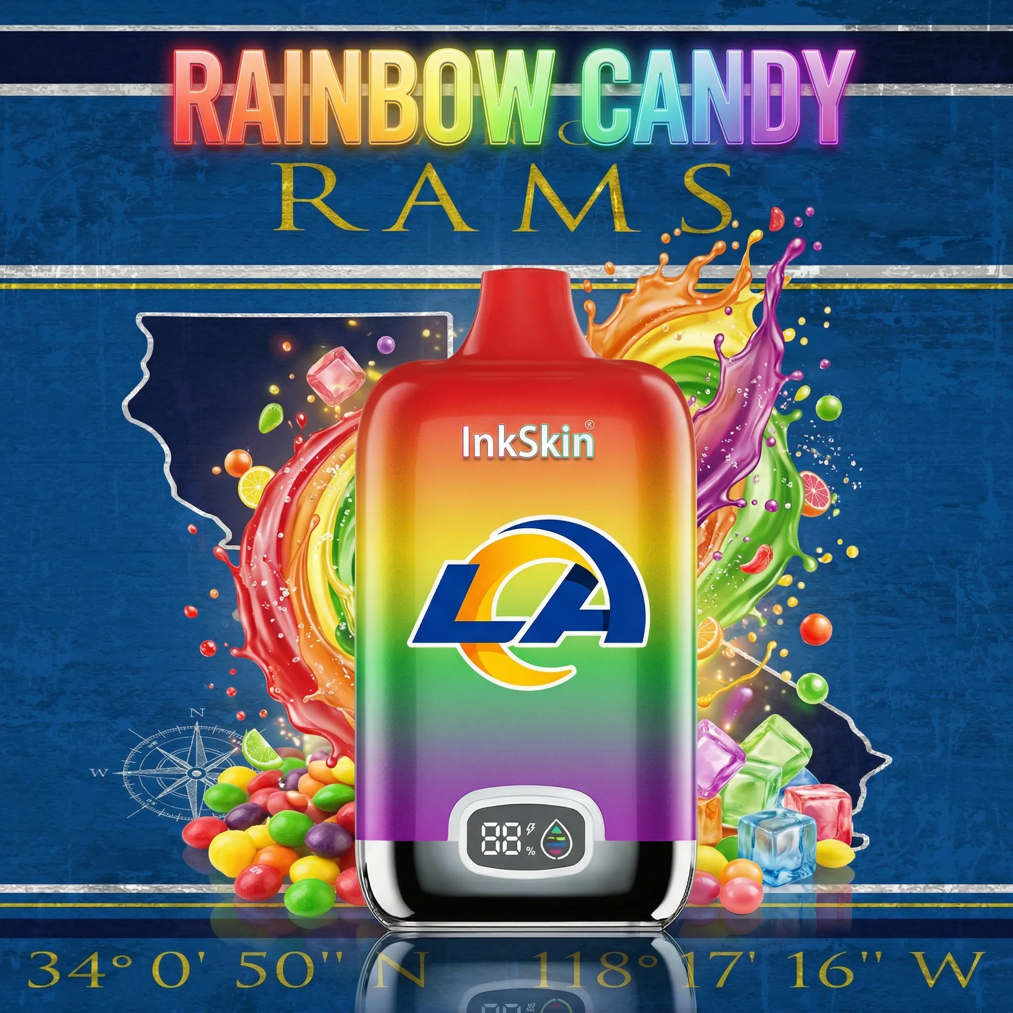 Los Angeles Rams - ⭐InkSkin Digital Box 12000 Puffs - 10+ Flavour Choices ???