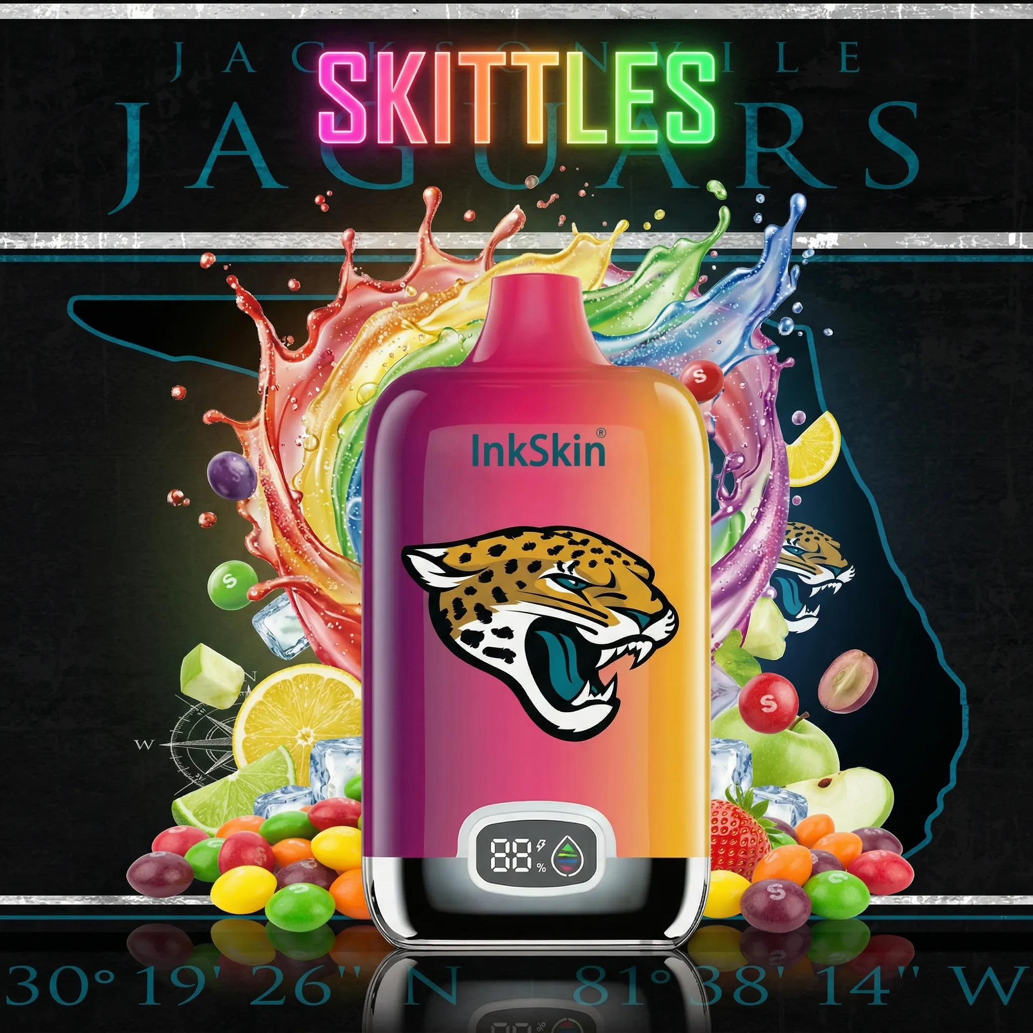 Jacksonville Jaguars - ⭐InkSkin Digital Box 12000 Puffs - 10+ Flavour Choices ???