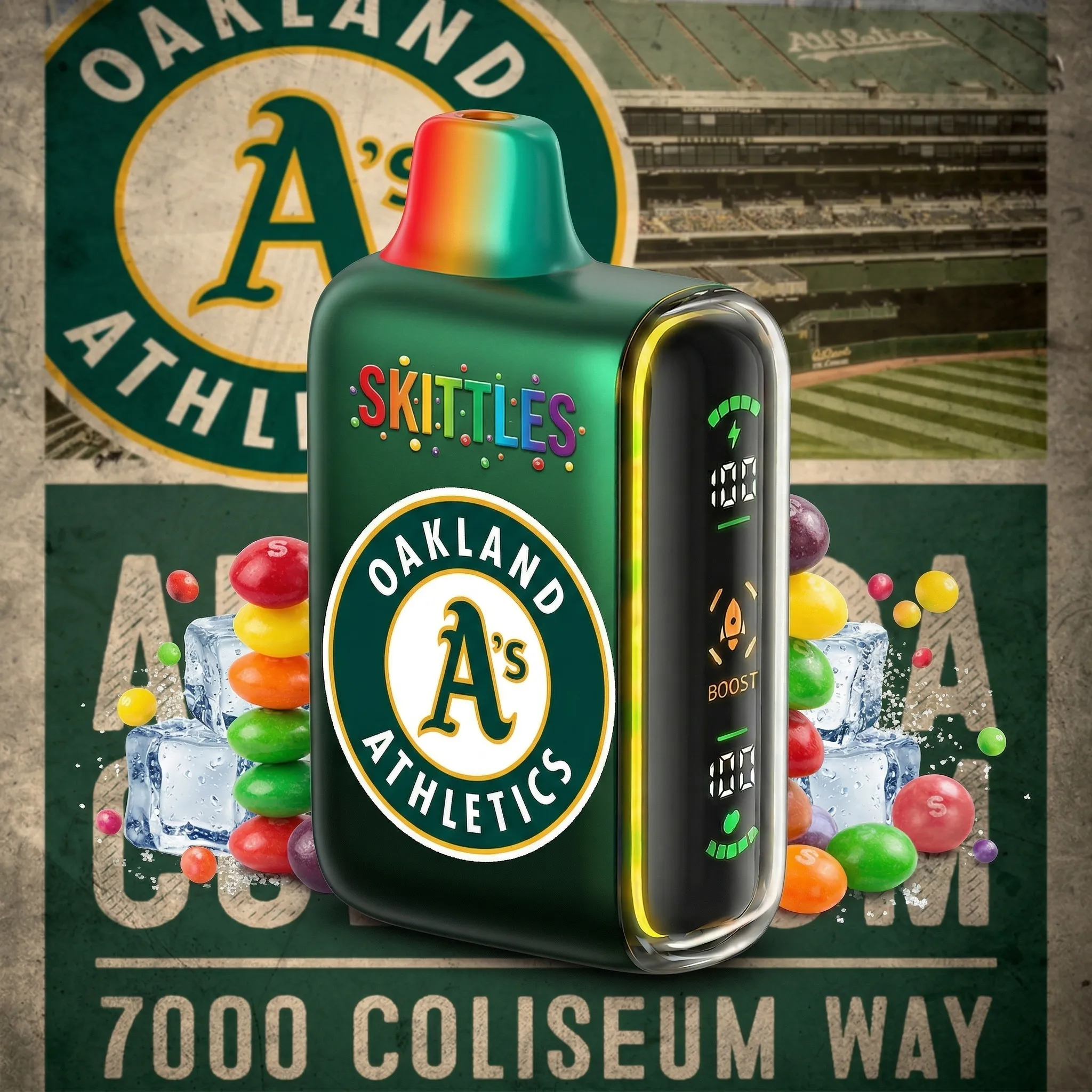 Oakland Athletics - ?InkSkin Pulse 15000 Puffs new - 10+ Flavour Choices ???