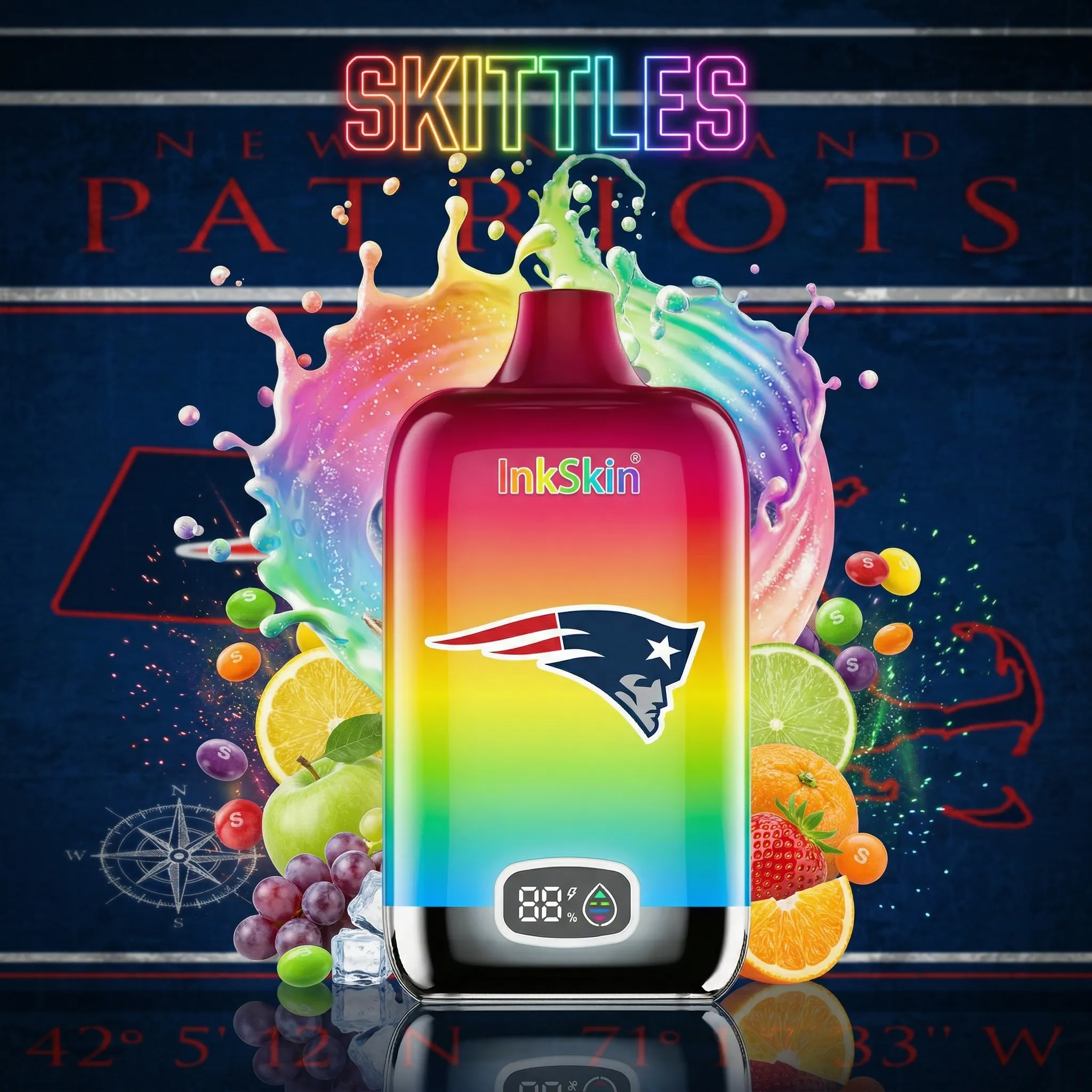 New England Patriots - ⭐InkSkin Digital Box 12000 Puffs - 10+ Flavour Choices ???