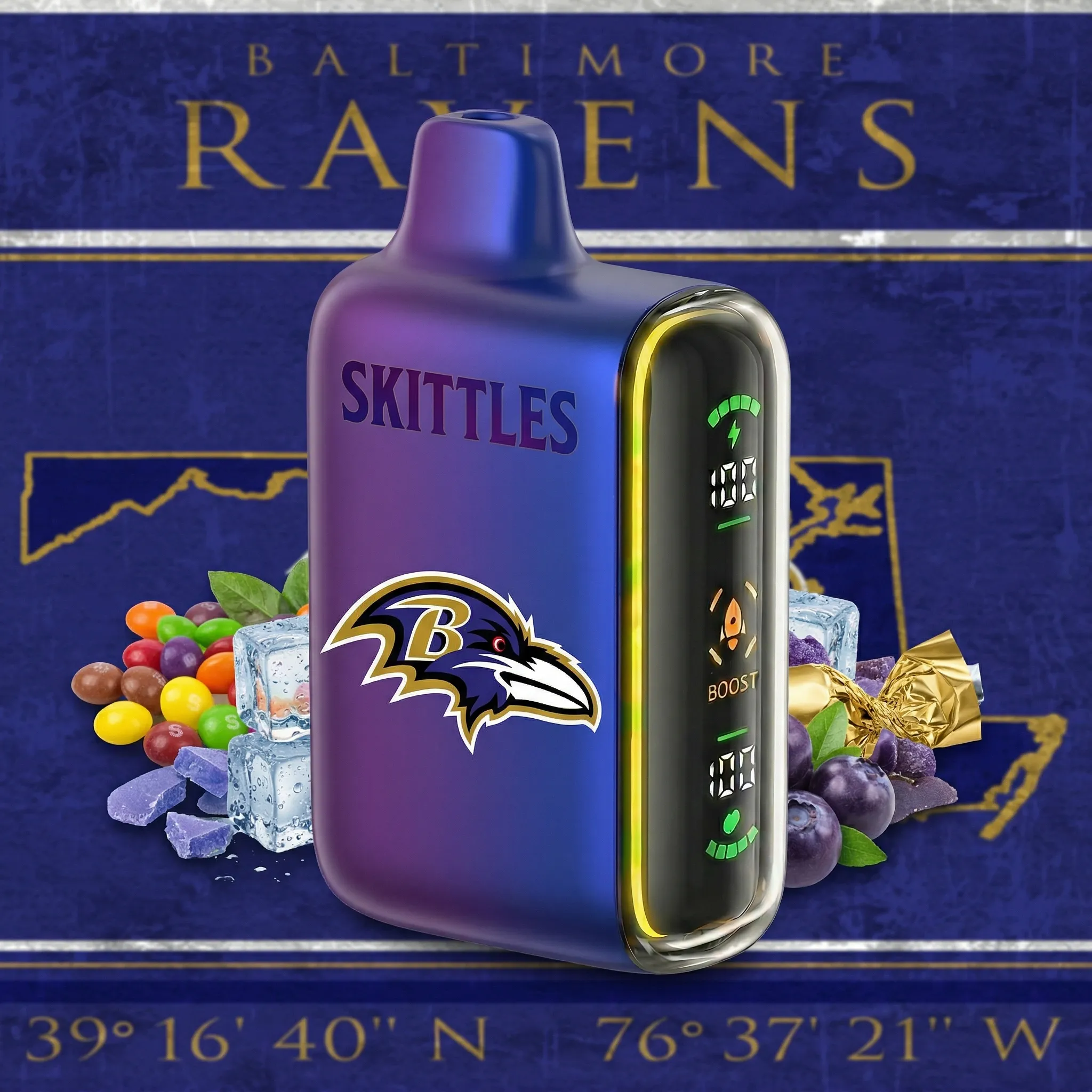 Baltimore Ravens - ?InkSkin Pulse 15000 Puffs new - 10+ Flavour Choices ???
