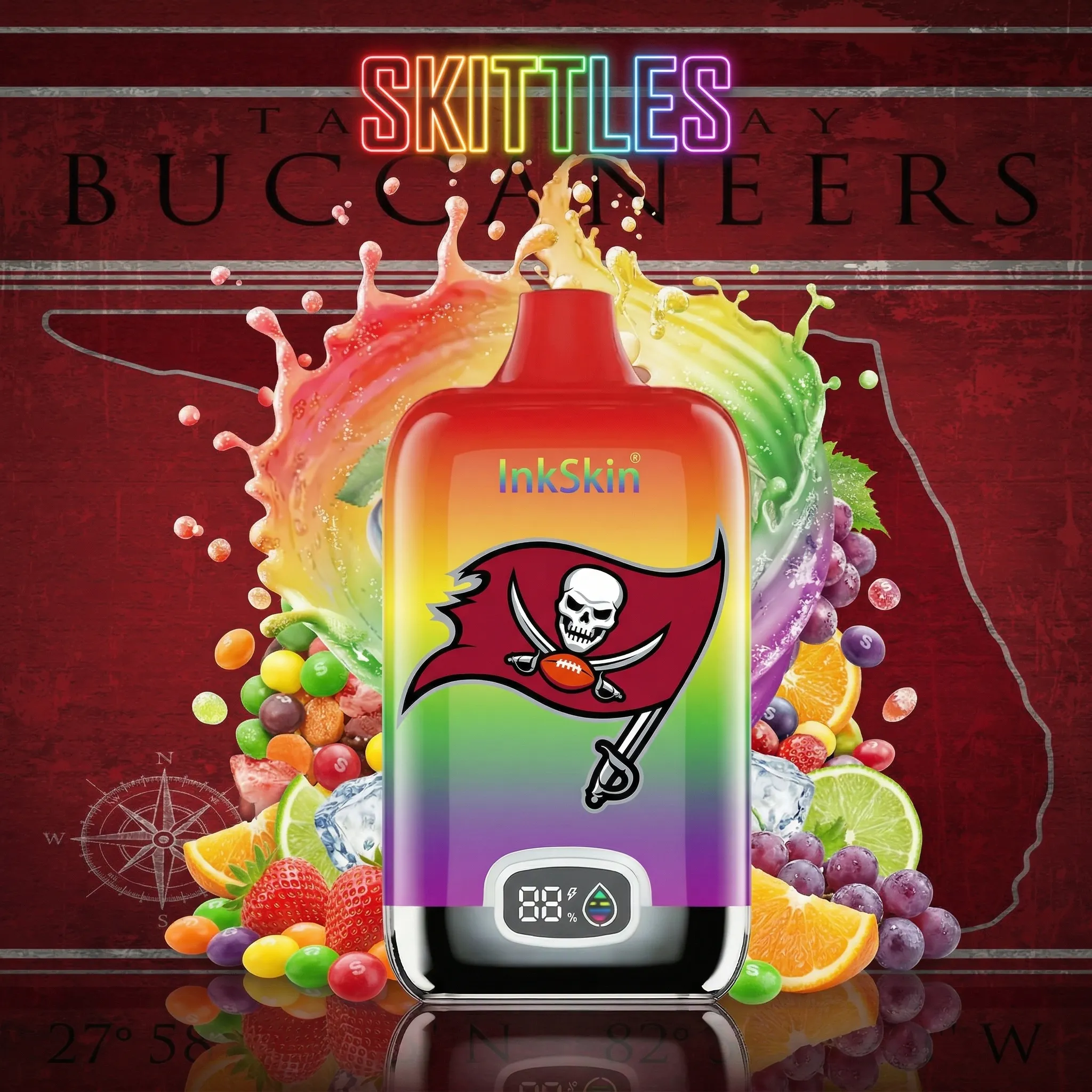 Tampa Bay Buccaneers - ⭐InkSkin Digital Box 12000 Puffs - 10+ Flavour Choices ???
