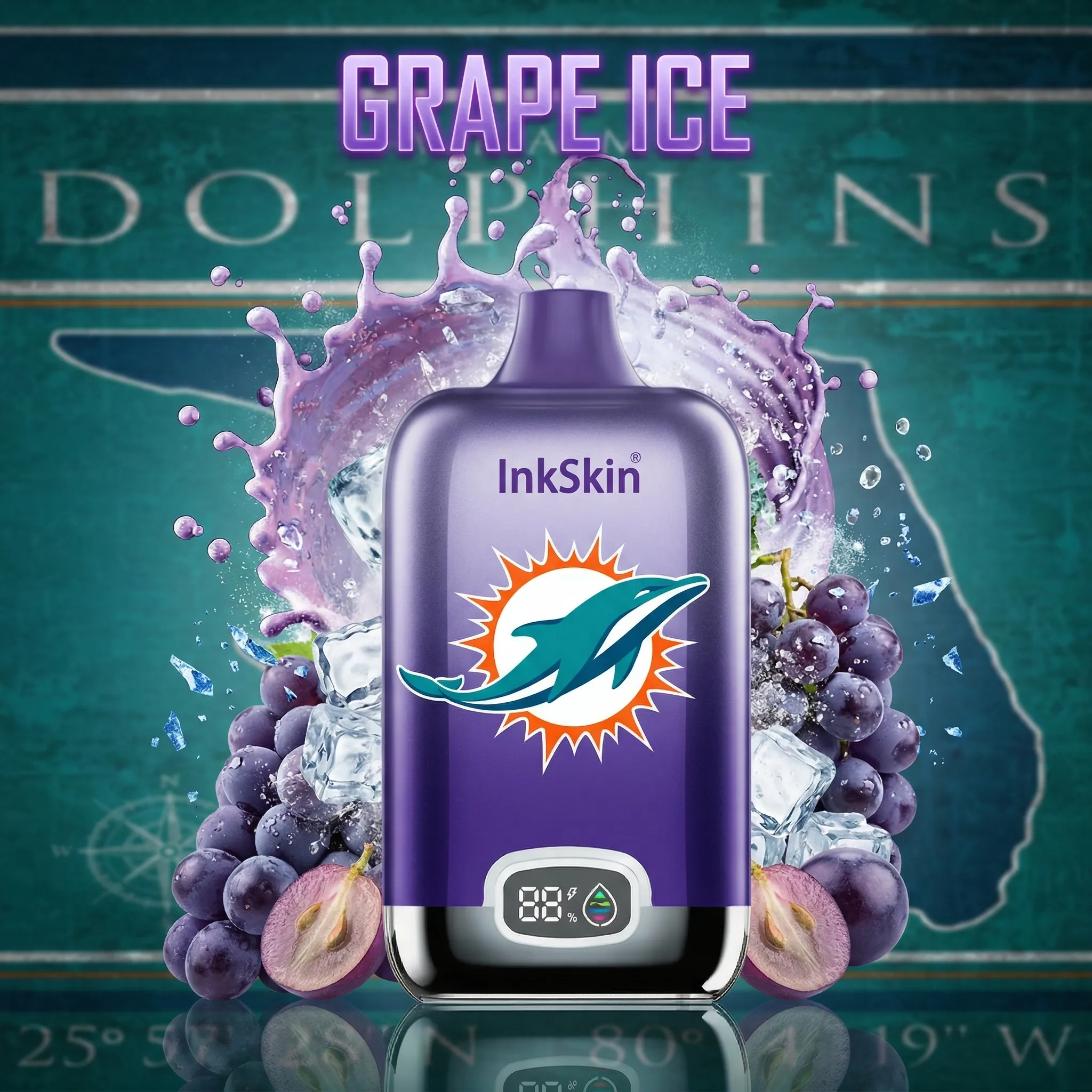 Miami Dolphins - ⭐InkSkin Digital Box 12000 Puffs - 10+ Flavour Choices ???