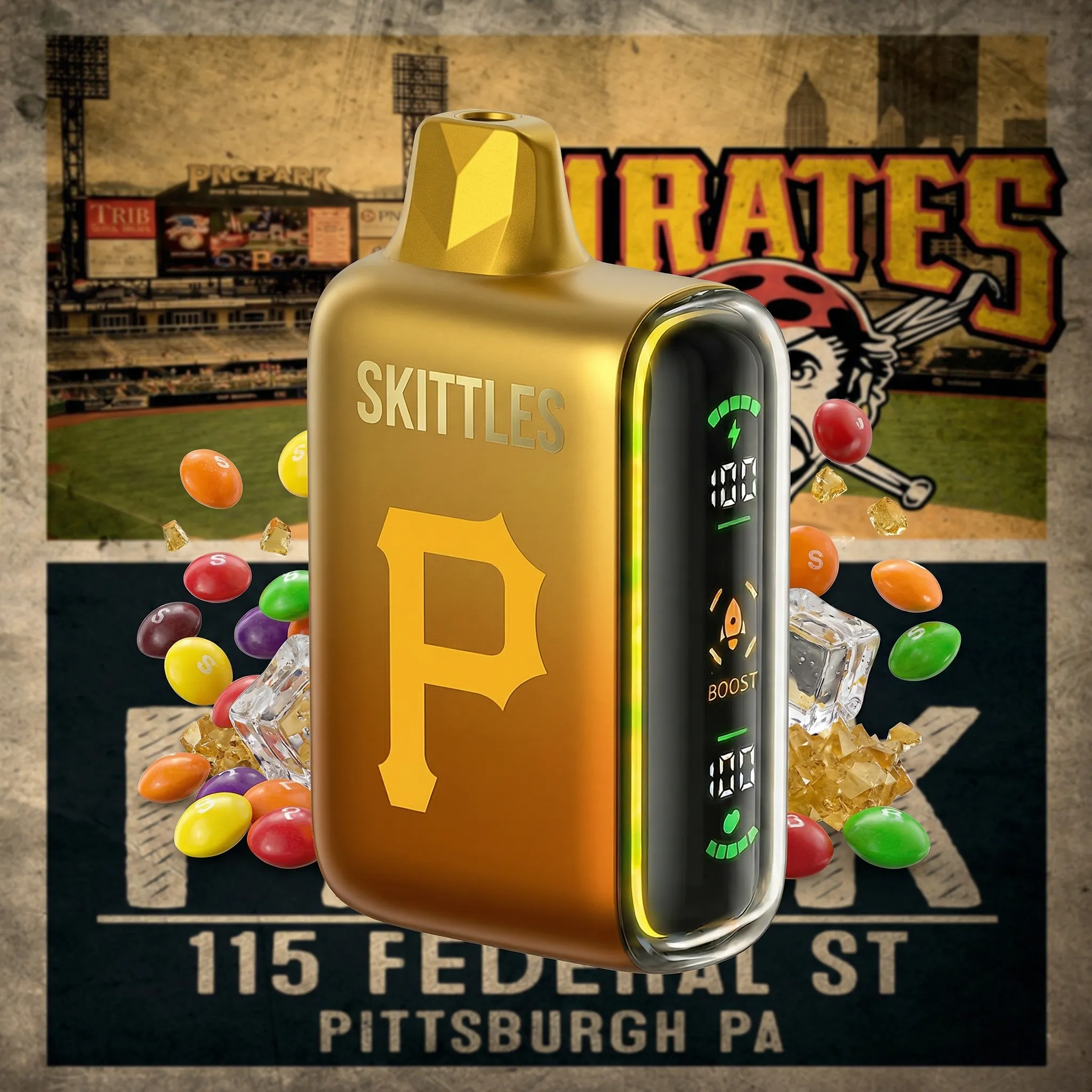 Pittsburgh Pirates - ?InkSkin Pulse 15000 Puffs new - 10+ Flavour Choices ???