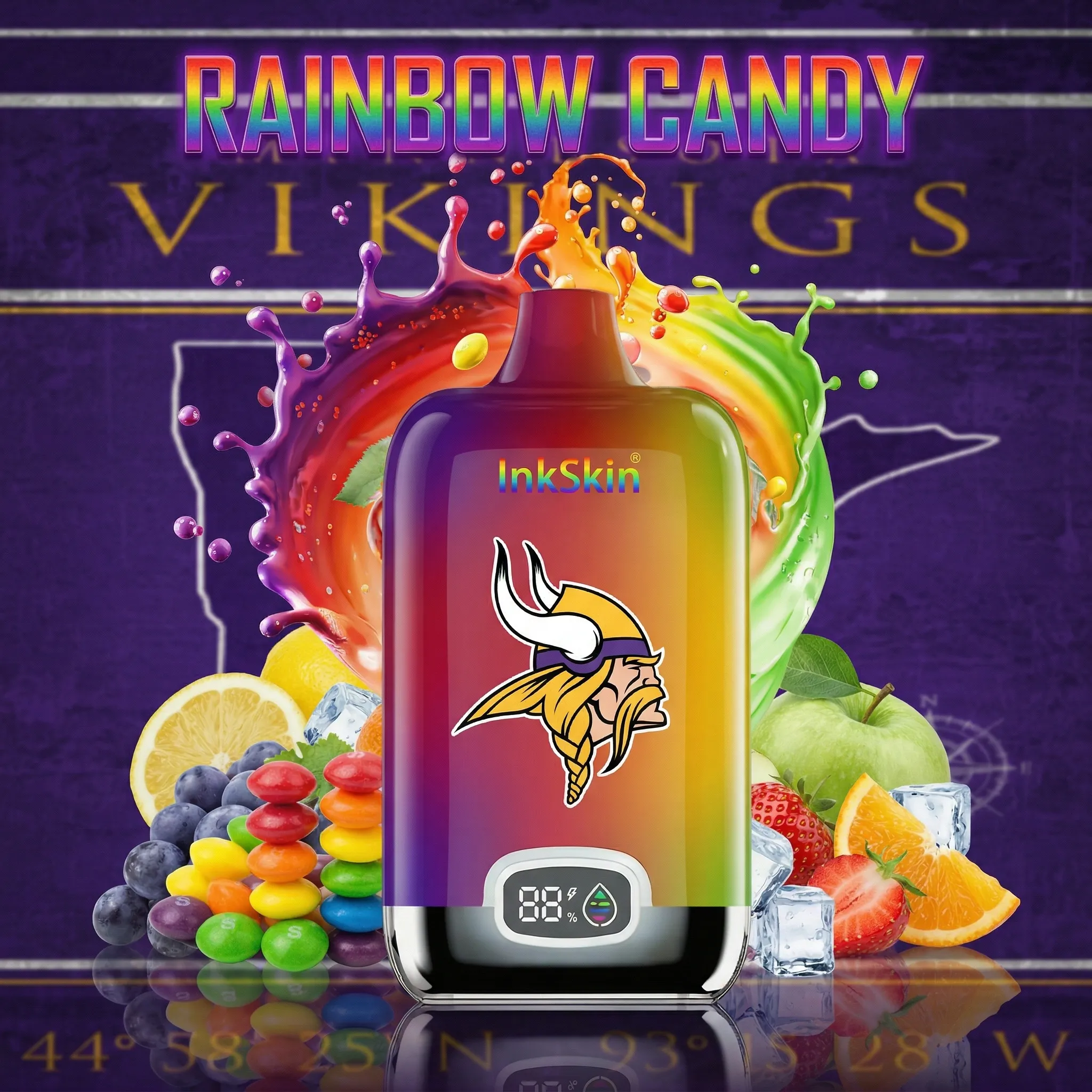 Minnesota Vikings - ⭐InkSkin Digital Box 12000 Puffs - 10+ Flavour Choices ???