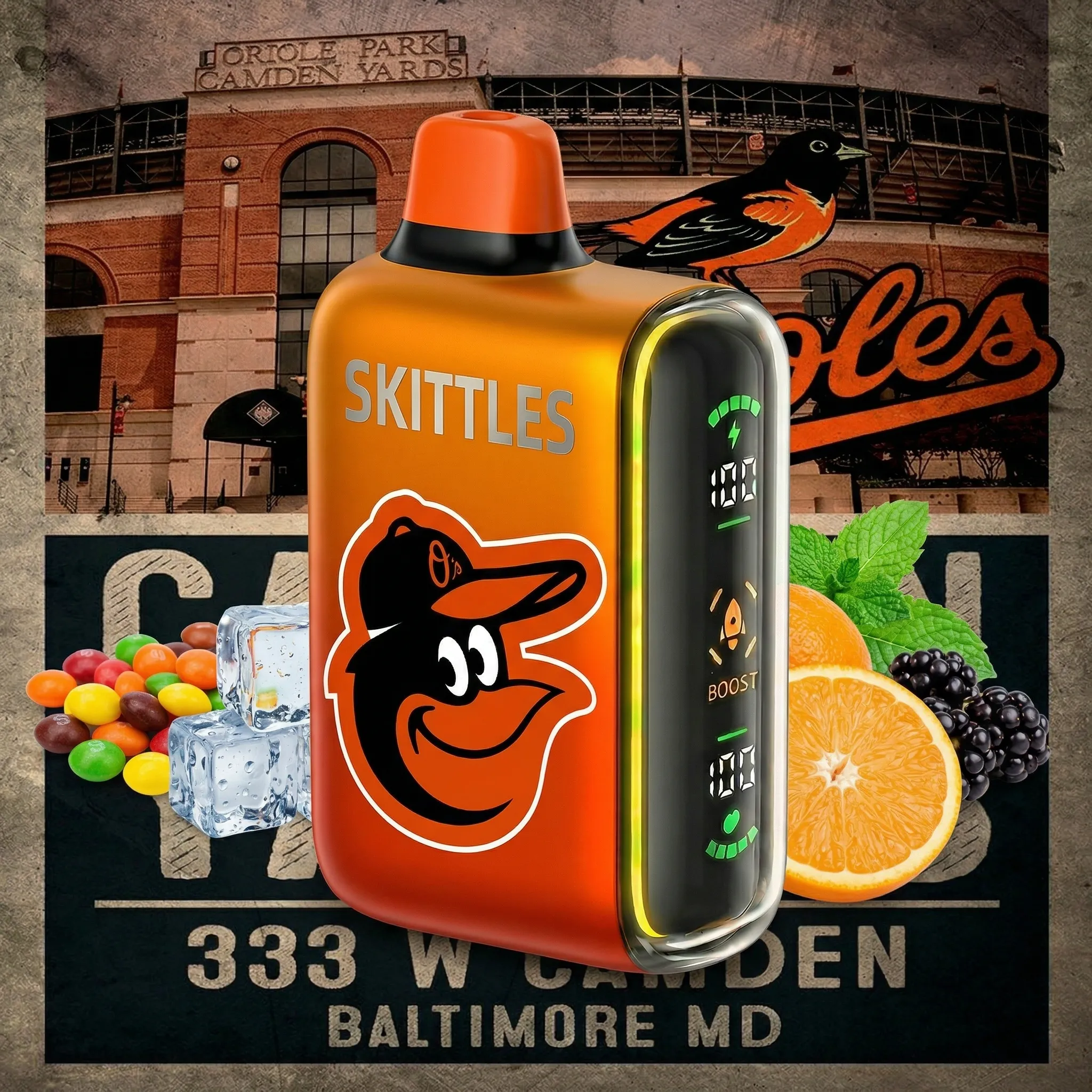Baltimore Orioles - ?InkSkin Pulse 15000 Puffs new - 10+ Flavour Choices ???