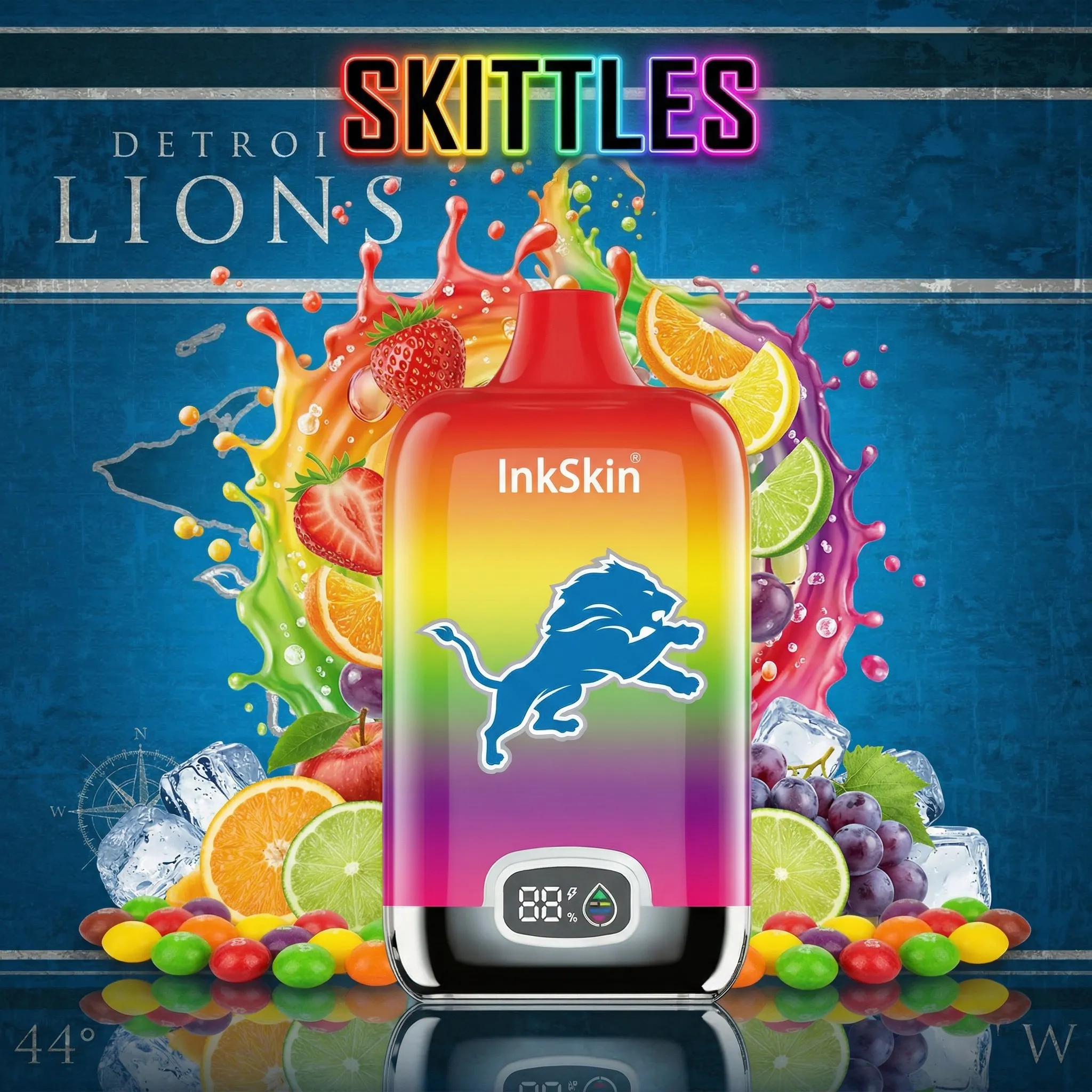 Detroit Lions - ⭐InkSkin Digital Box 12000 Puffs - 10+ Flavour Choices ???