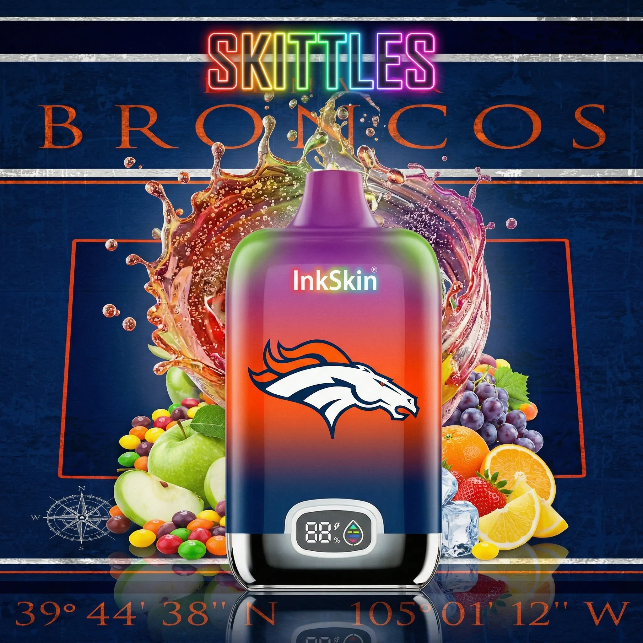 Denver Broncos - ⭐InkSkin Digital Box 12000 Puffs - 10+ Flavour Choices ???
