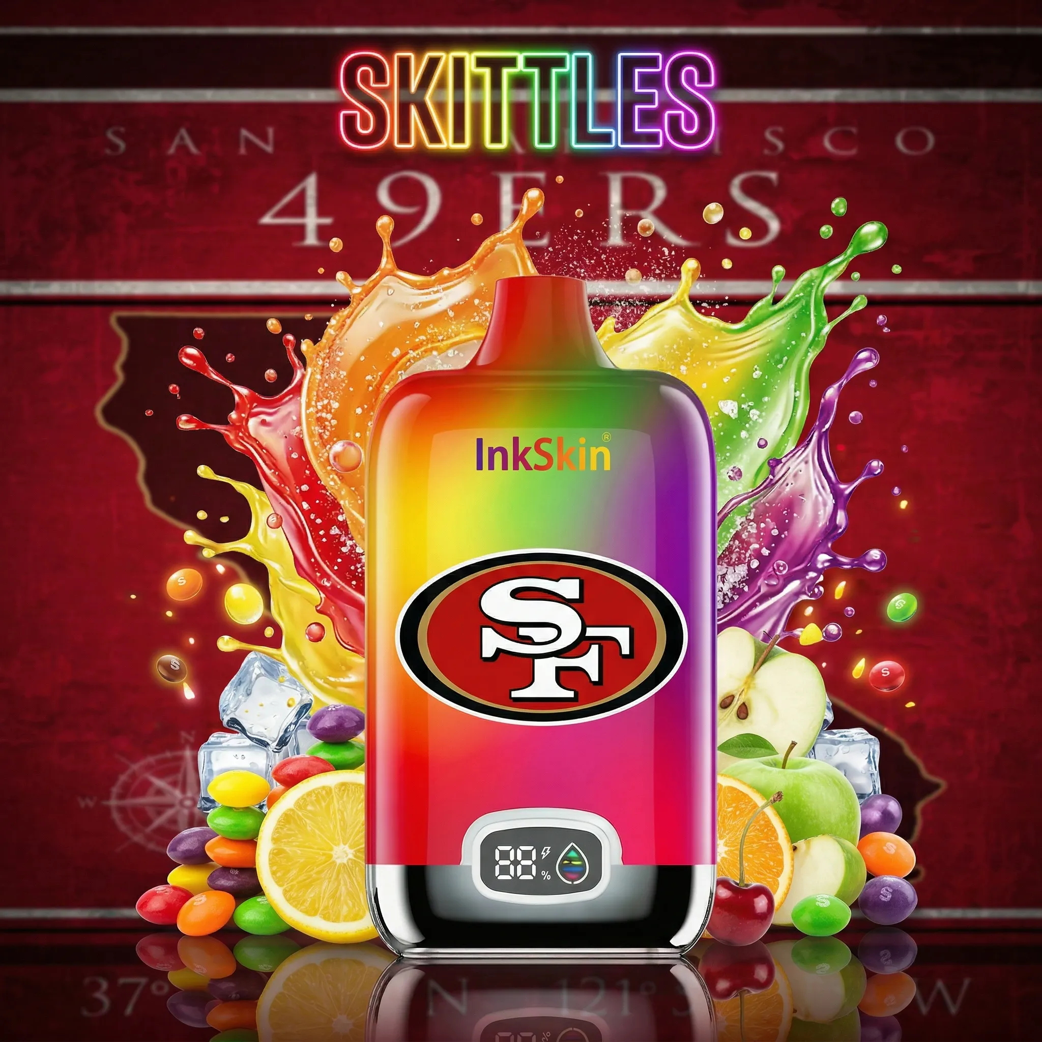 San Francisco 49ers - ⭐InkSkin Digital Box 12000 Puffs - 10+ Flavour Choices ???