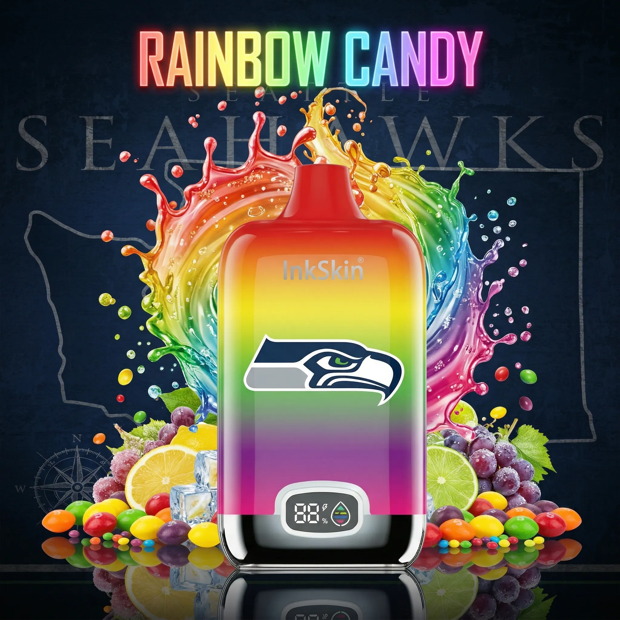 Seattle Seahawks - ⭐InkSkin Digital Box 12000 Puffs - 10+ Flavour Choices ???