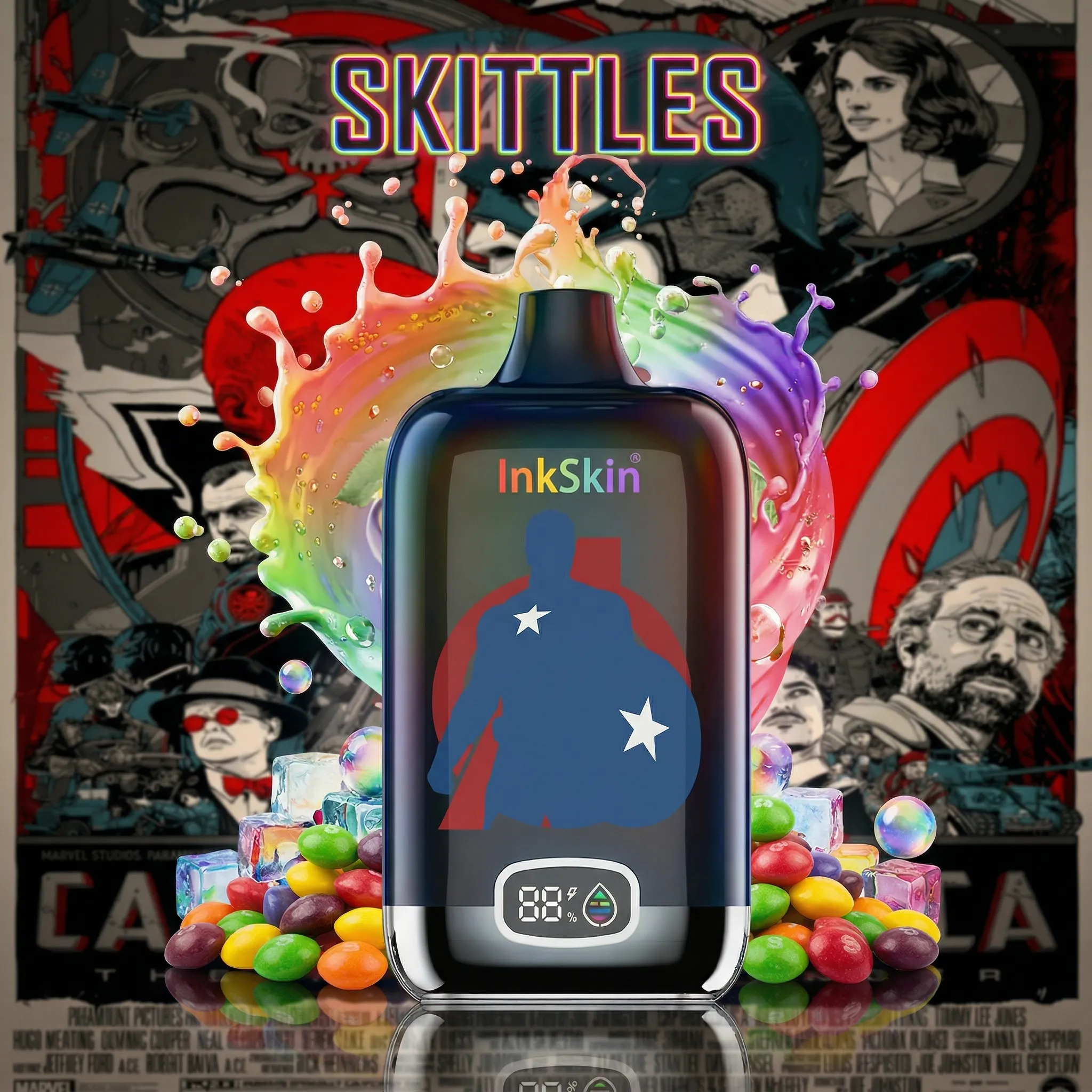 captain america - ⭐InkSkin Digital Box 12000 Puffs - 10+ Flavour Choices ???
